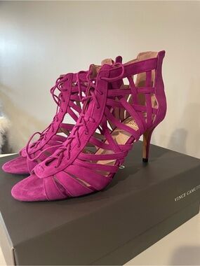 Vince Camuto Fuchsia Lace-Up Stiletto Heels